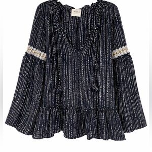 Misa Los Angeles Peasant Blouse with Embroidery